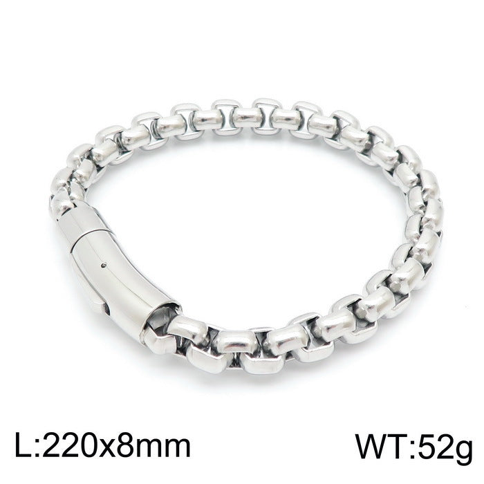 Planderful Square Pearl Bracelet Retro Magnetic Buckle Men