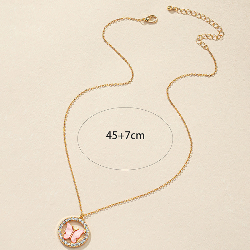 Pink Butterfly Necklace - Vienna Verve Collection