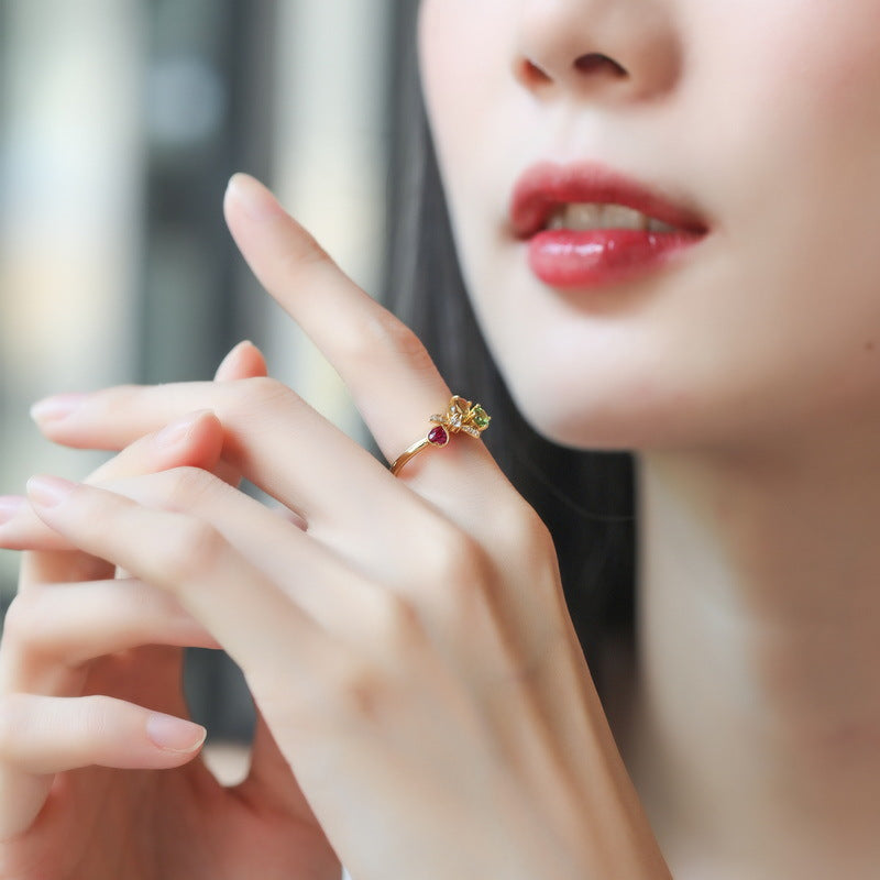 Bee Colourful Gemstones Opening Sterling Silver Ring
