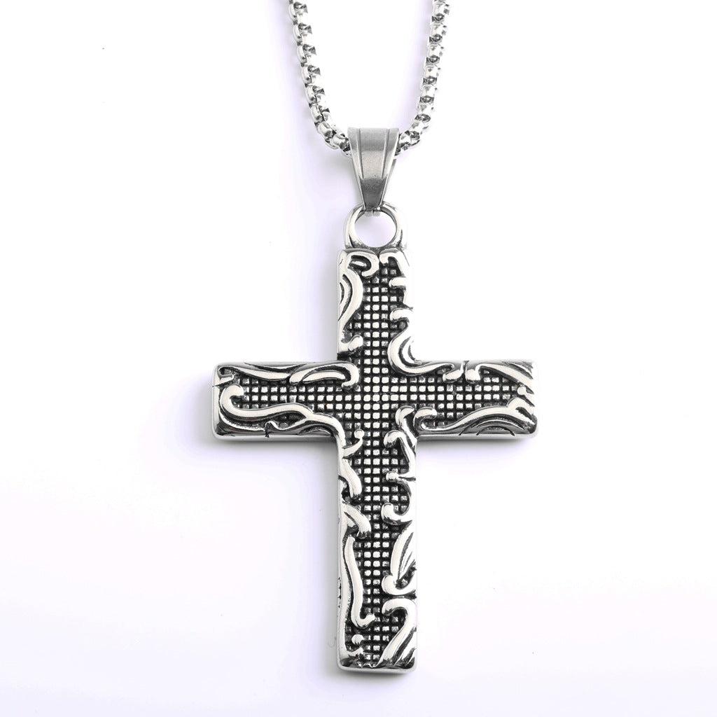 Vintage Cross Stainless Steel Men's Pendant Necklace
