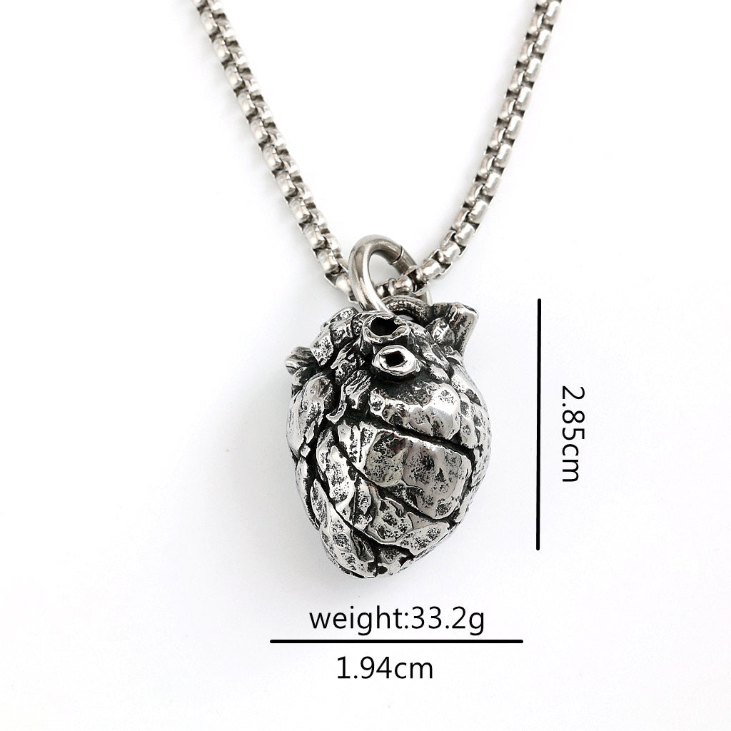 Punk Heart Stainless Steel Pendant Necklace