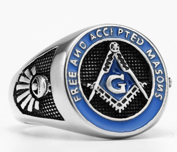 Premium Freemason Ring Titanium Steel Unisex Masonic Logo For Men Durable Protection Planderful