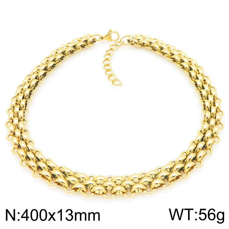 Mens Titanium Steel Triple Row Chain Necklace Bracelet