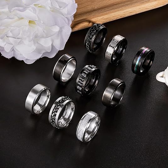 Planderful Collection Rotatable Titanium Steel Ring Set For Men And Unisex Pressure Relief Comfort Everyday Genie