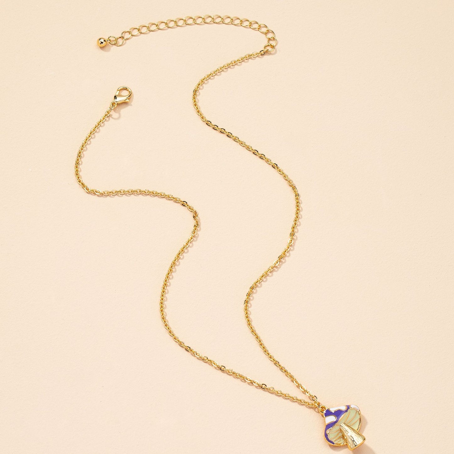 Golden Mushroom Glazed Necklace with Niche Design