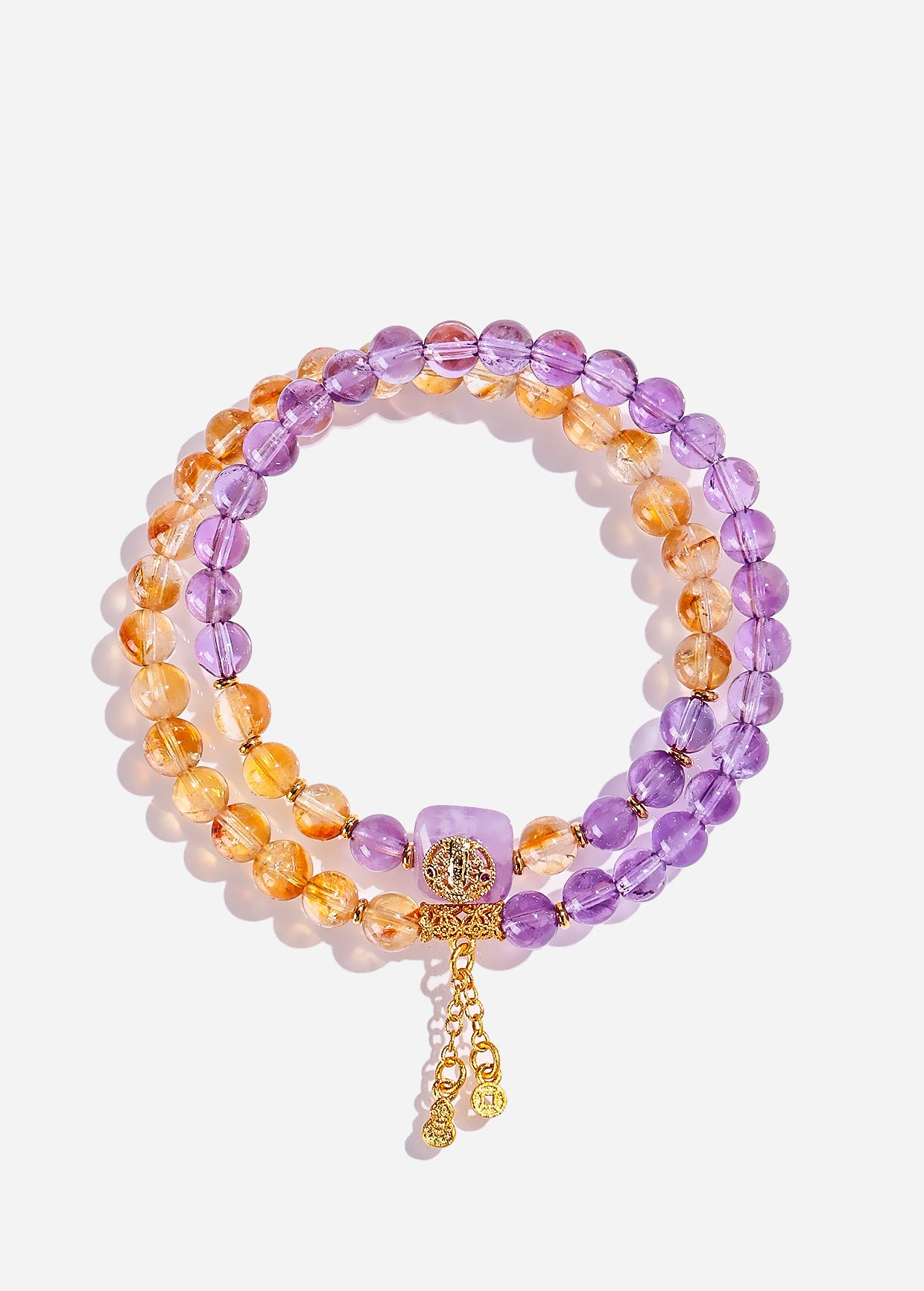 Planderful Fortune's Favor Bracelet – Elegant Amethyst Double Circle Design