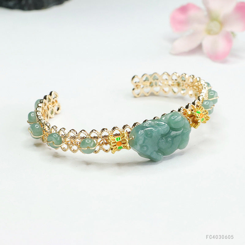 Blue Water Jadeite Pixiu Cuff