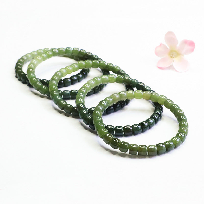 Gradient Hetian Jade Straight-Cut Bracelet