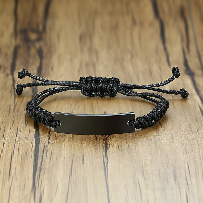 Simple Curved Brand Hand Rope Corroded Steel Bracelet