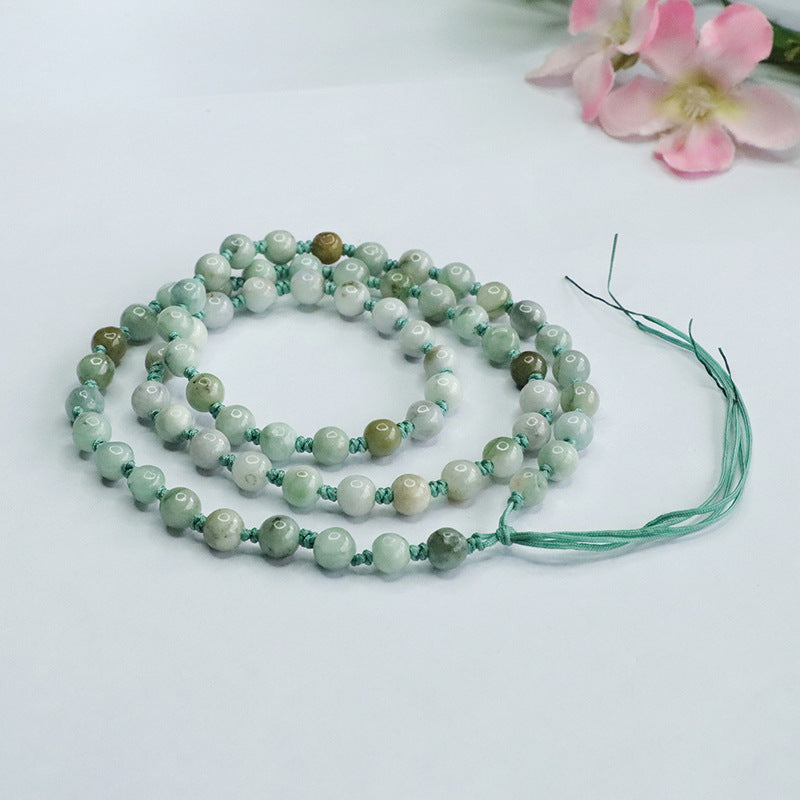 Natural Jade Necklace with Rope Beads Chain Sweater Chain