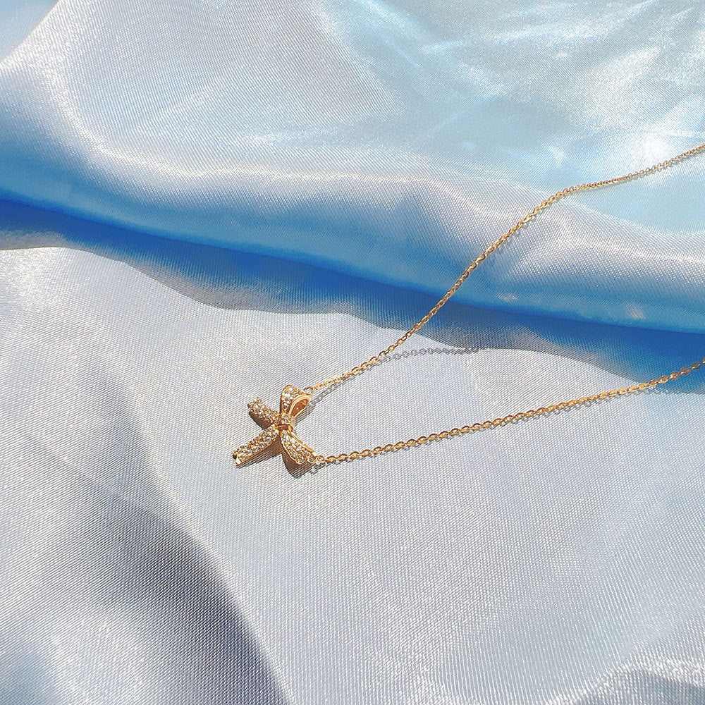 New Bow Necklace Women's 925 Silver Collarbone Chain