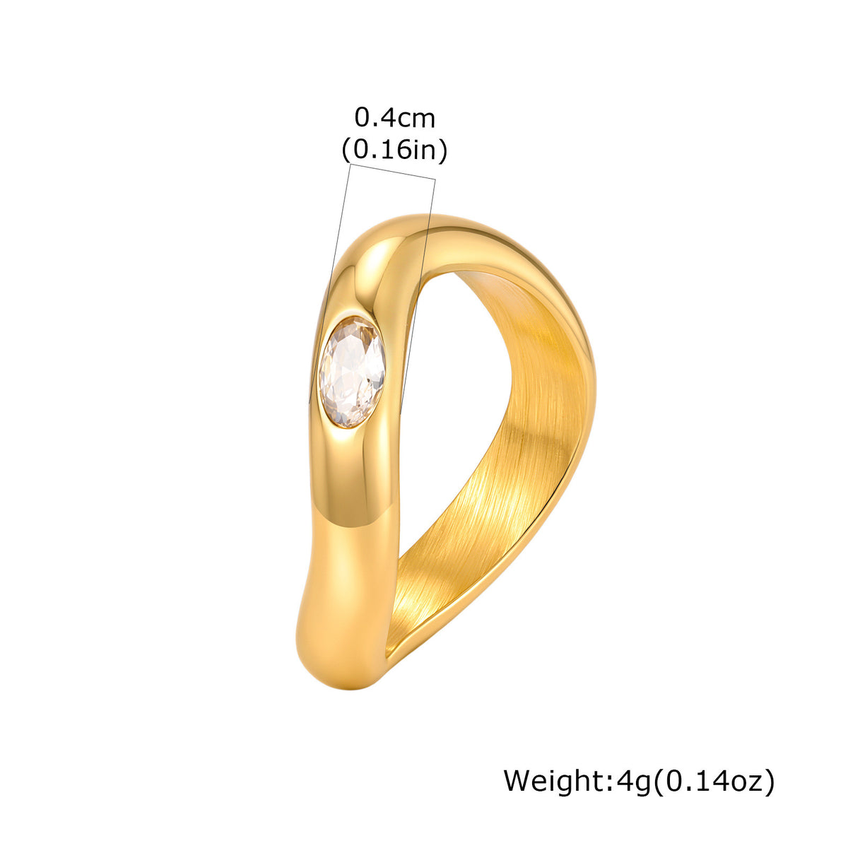 Unique Design Index Finger Ring Stainless Steel Irregular Double Layer Quadrangram Zircon