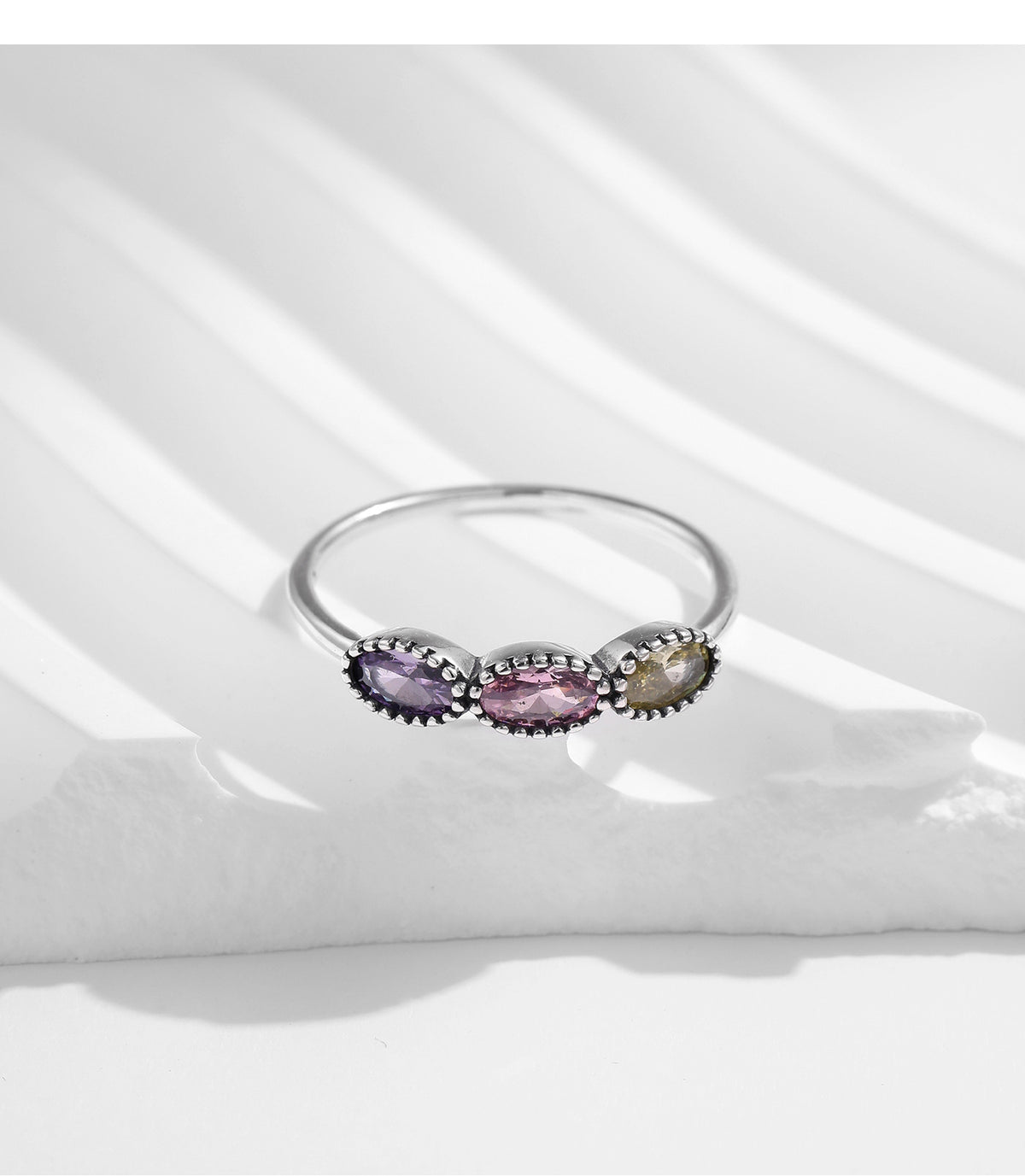 925 Sterling Silver Bow Rainbow Ring