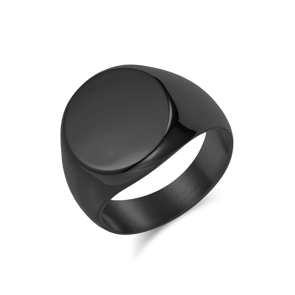 Titanium Steel Mens Ring Planderful Minimalist Seal Pattern Jewelry For Modern Gents