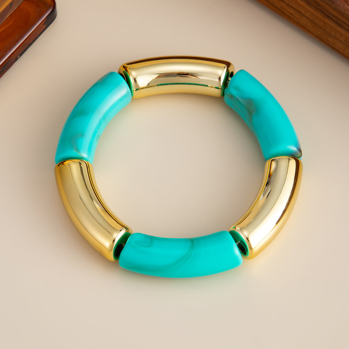Boho Turquoise Beaded Elastic Bracelet Vienna Verve by Planderful Collection for Women