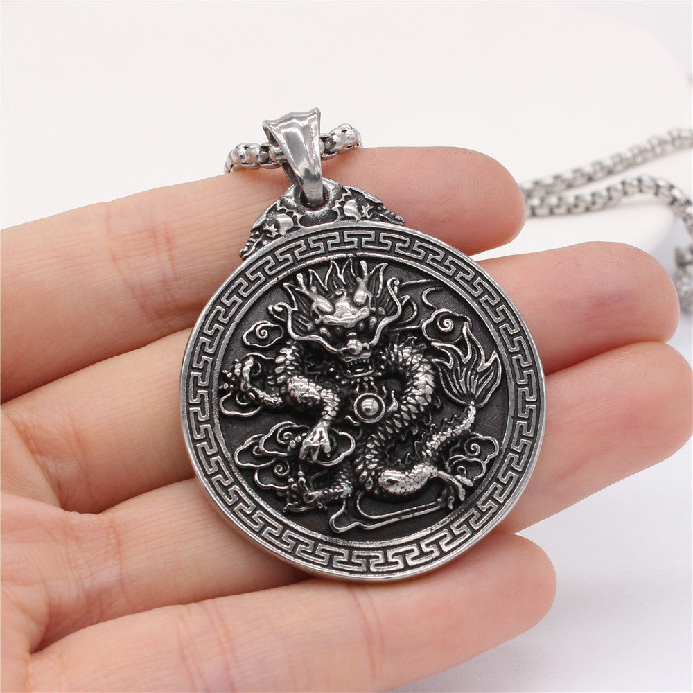 Dragon Pendant Durable Titanium Steel Unisex Necklace Protection Charm By Planderful For Men