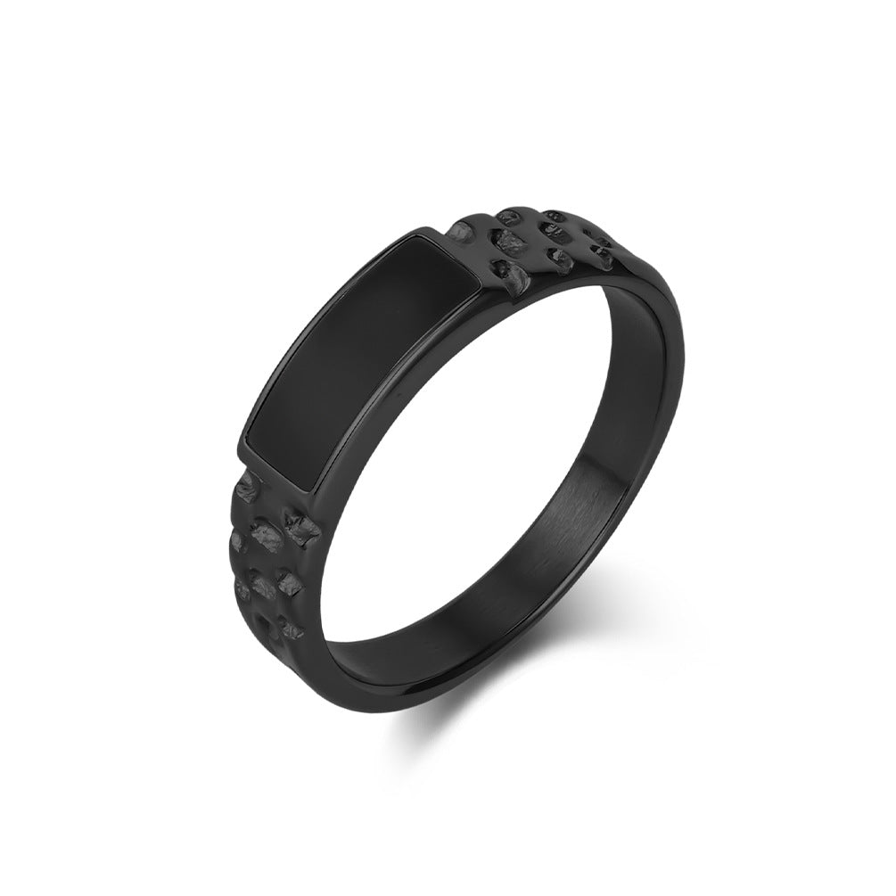 Planderful Unisex Titanium Steel Ring Cool Neutral Style Everyday Jewelry For Men And Women