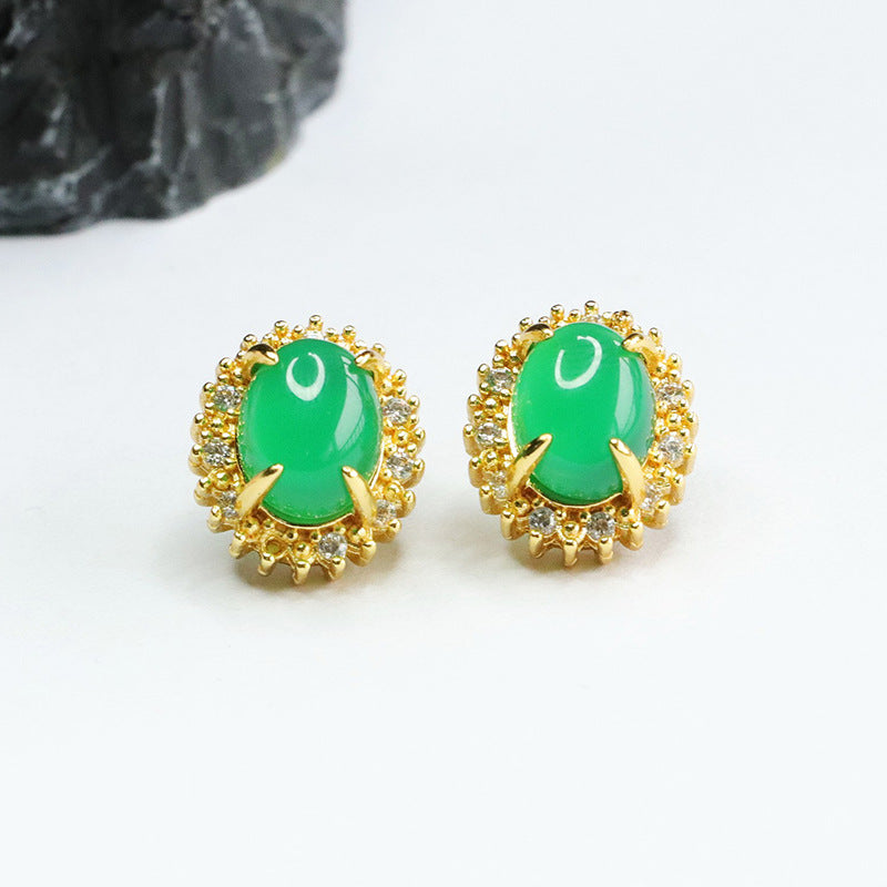 Green Chalcedony Sterling Silver Earrings, Fortune's Favor Collection