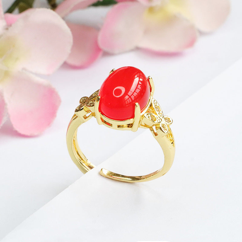 Royal Red Agate Sterling Silver Ring - Fortune's Favor Collection