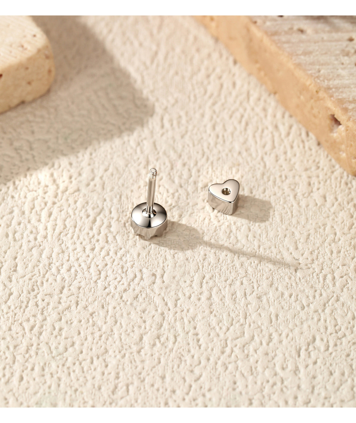 925 Sterling Silver Petite Heart Moissanite Screw-Back Stud