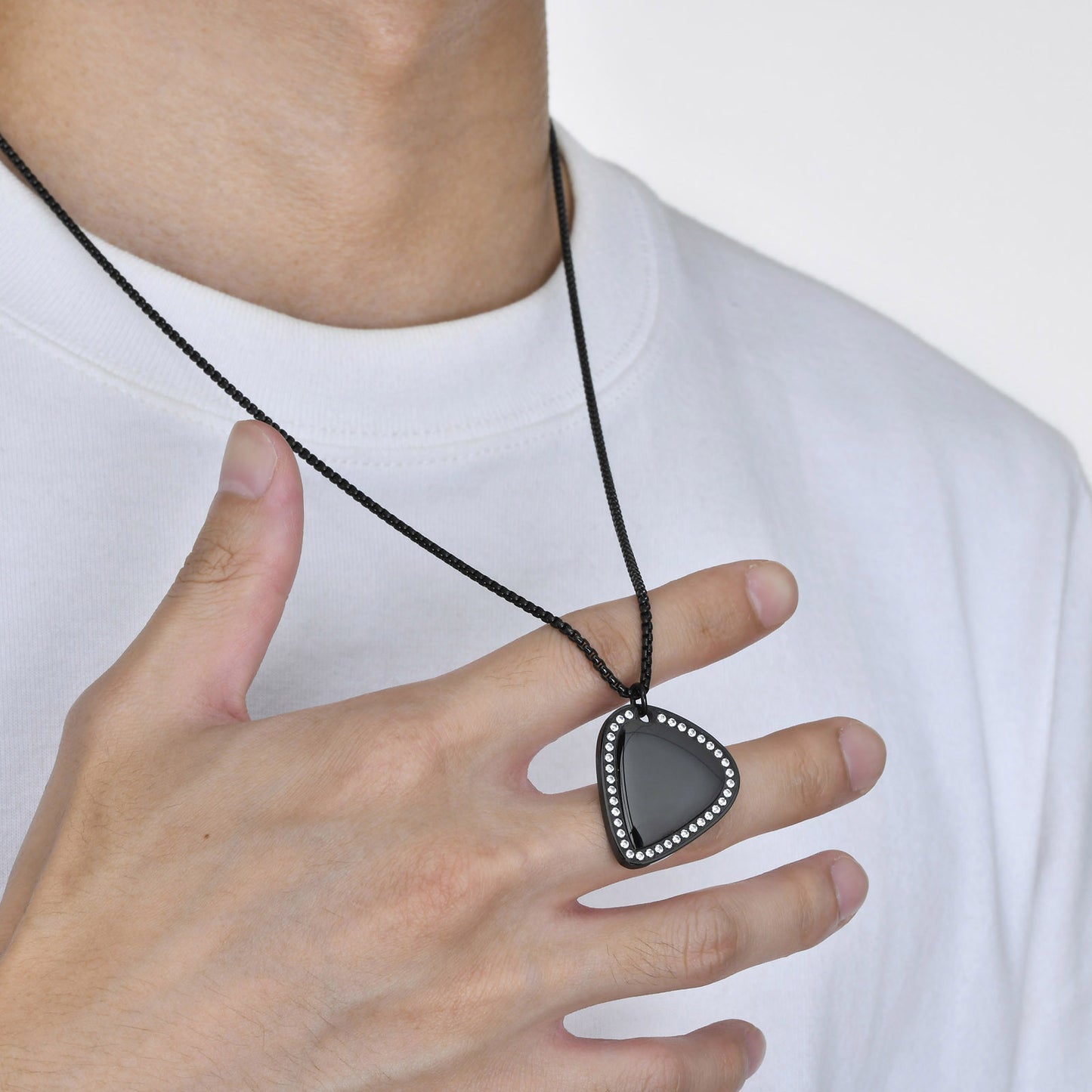 Men's Fashion Accessories Stainless Steel Guitar Pendant Black