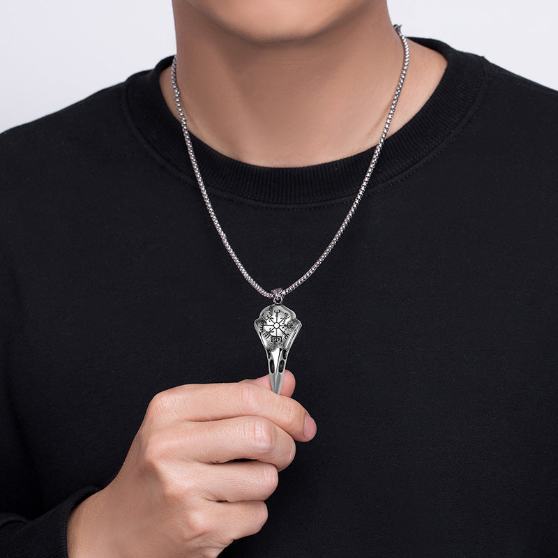 Steel Necklace – Statement Viking Eagle Beak Pendant For Punk Style Hip Hop Accessory By Planderful