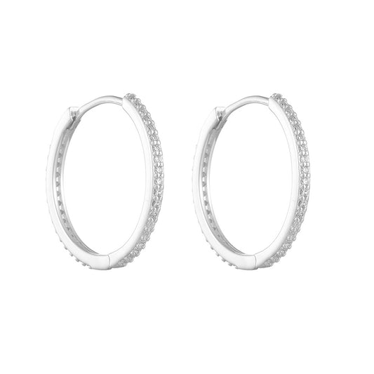 Zircon Sterling Silver Hoop Earrings