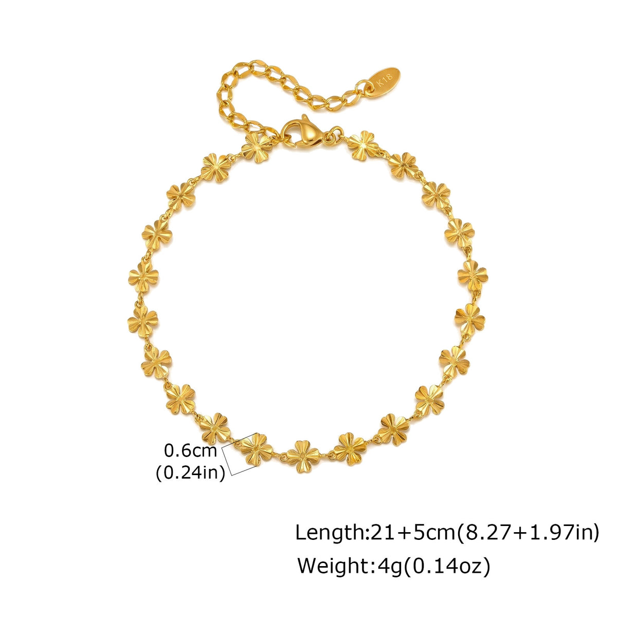 Four-Leaf Clover Gold Temperament Stainless Steel Bracelet Unisex