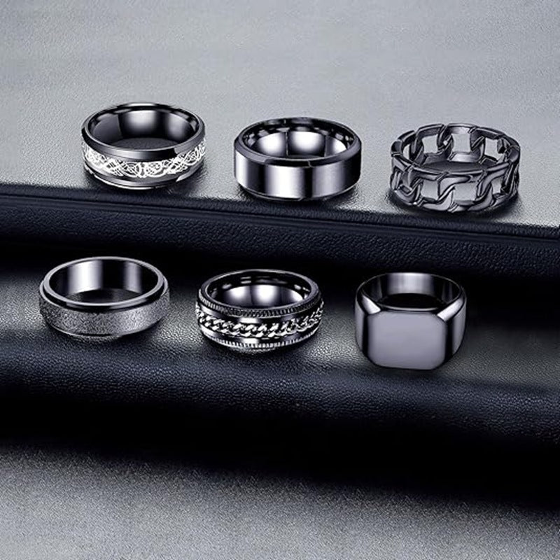 Mens Titanium Steel Ring 14mm Wide Vintage Square Punk Band By Planderful Everyday Genie For Men