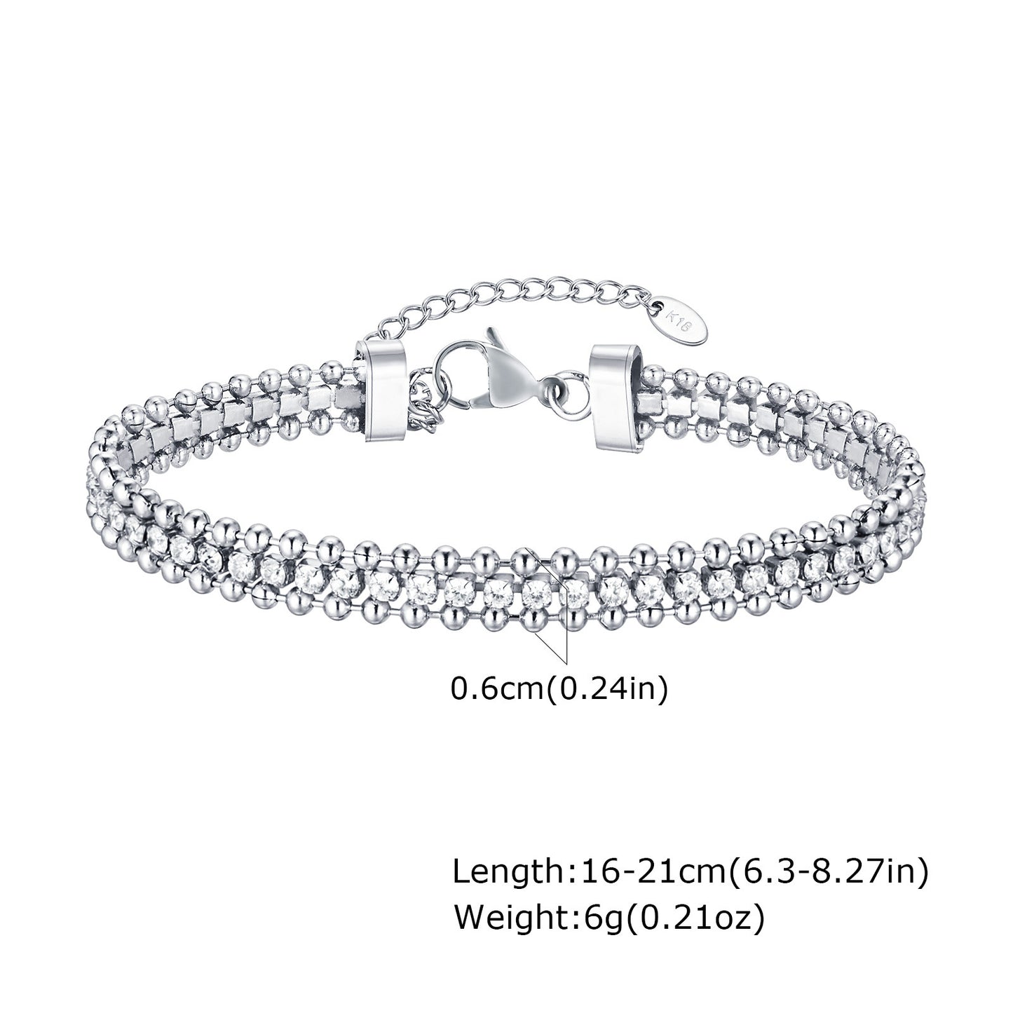 European And American Stainless Steel Chain Zircon Bracelet