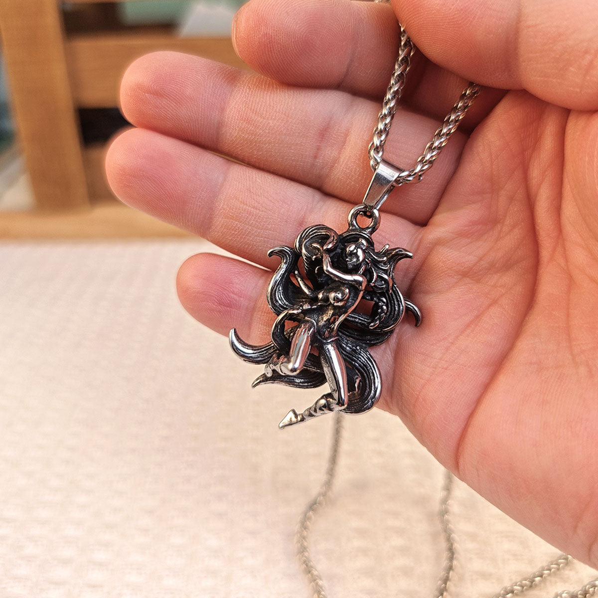 Cartoon Nine-Tailed Beautiful Fox Stainless Steel Pendant Men & Women Hip-Hop Rock Necklace
