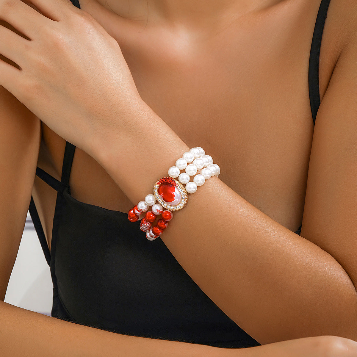 Gothic Blood Drop Necklace with Pearl Tassels - Vienna Verve Collection