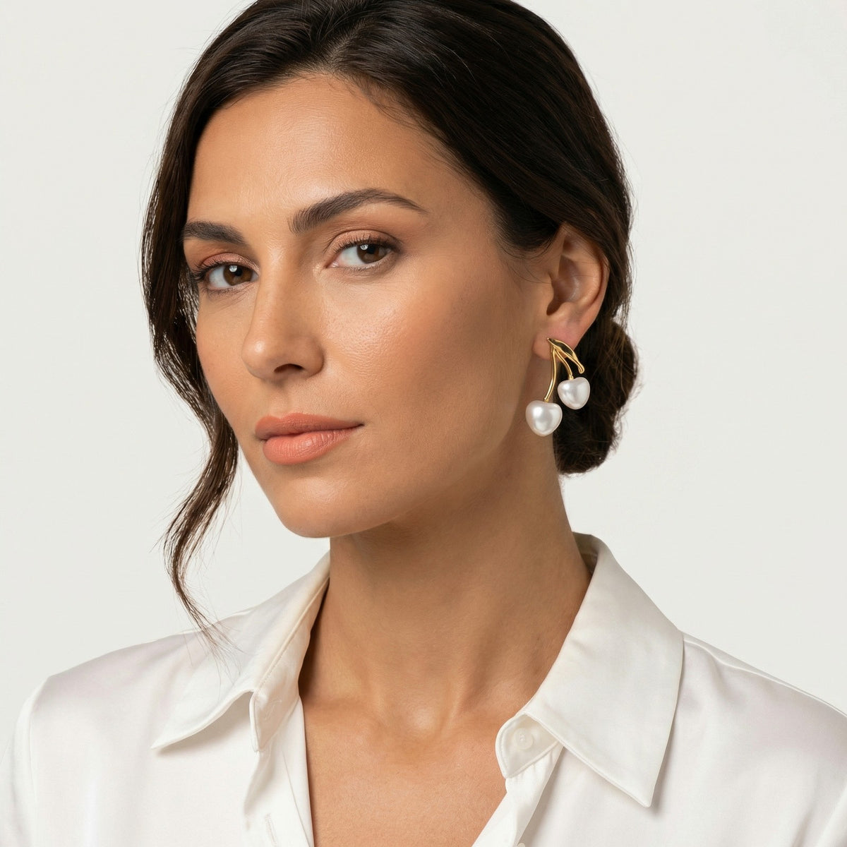 Pearl Cherry Earrings — Mirrored Pair
