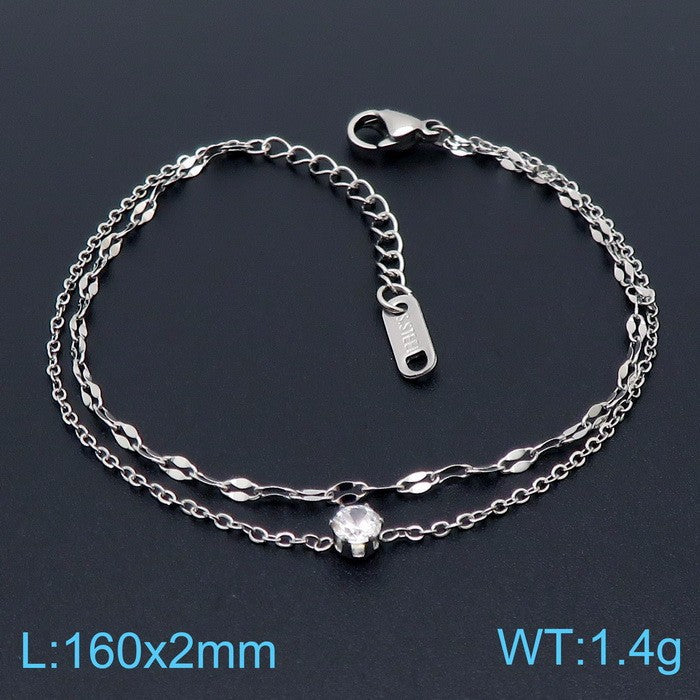 Double-Layer Stainless Steel Women's Bracelet – Commuting Zircon For Girlfriend