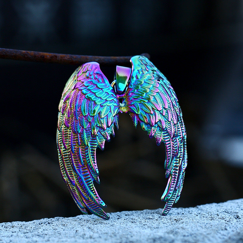 Planderful Durable Stainless Steel Angel Wing Pendant Unisex Necklace Everyday Genie Fashion