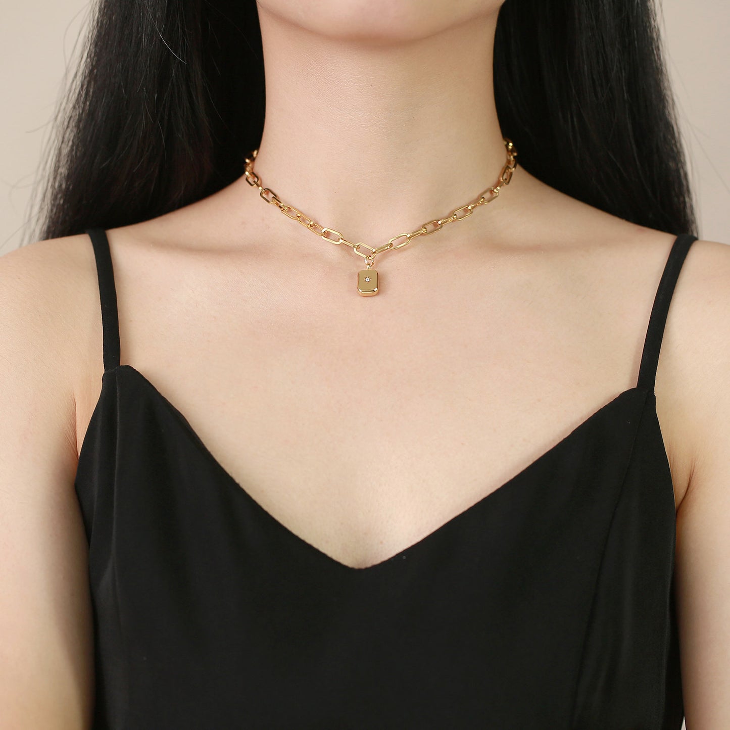 Jewelry Stainless Steel Zircon Octagram Necklace Women's Accessories