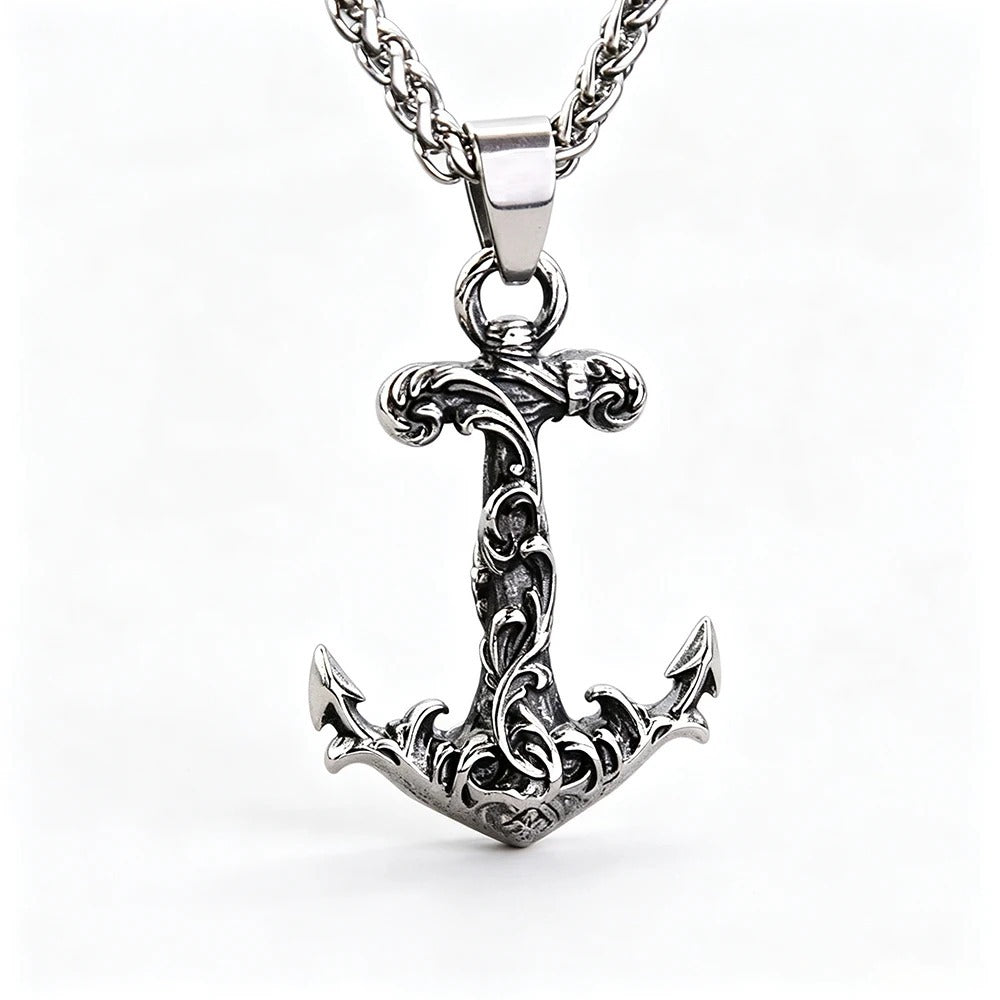 Vintage Anchor Stainless Steel Men's Pendant Necklace