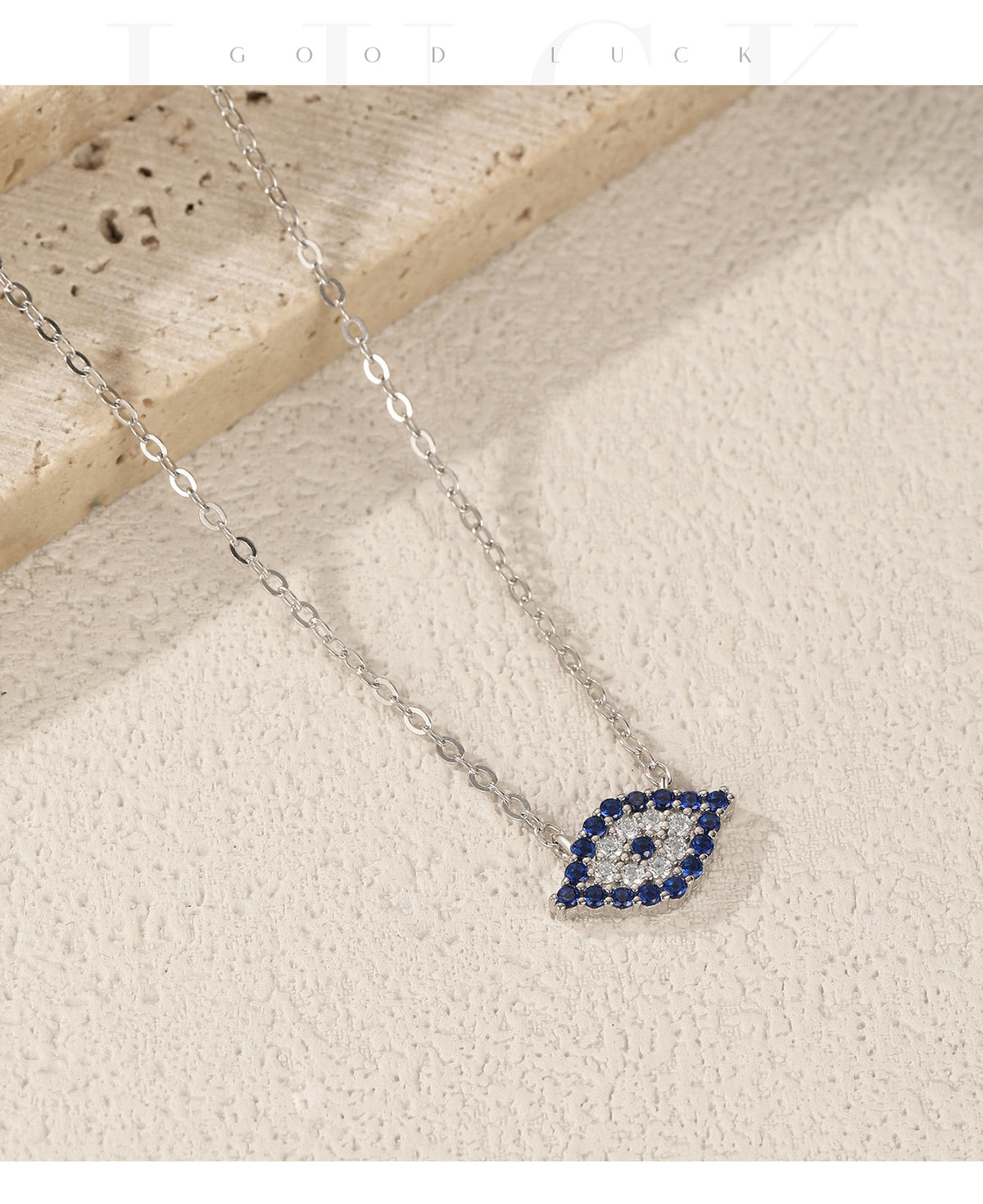 925 Sterling Silver Blue Geometric Necklace