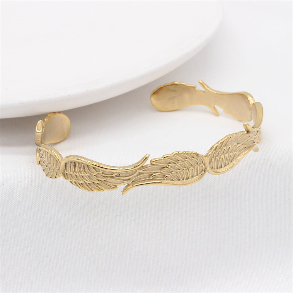 Planderful Titanium Steel Bracelet Unisex Feather Design