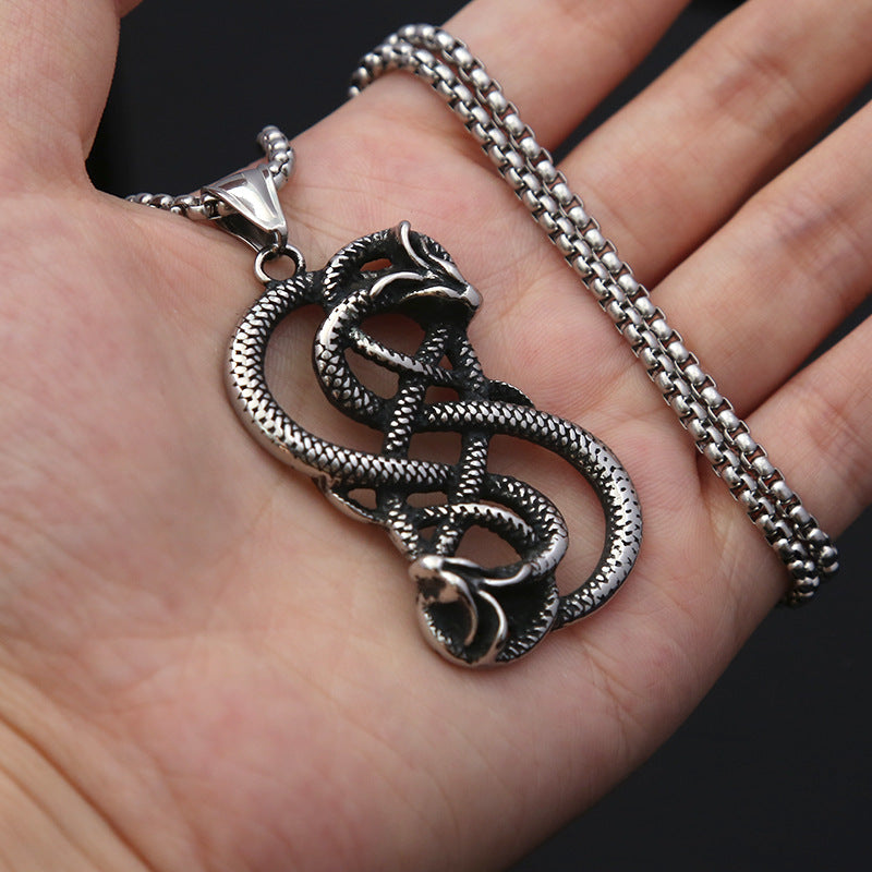 Cross-Border Explosion Viking Ssangyong Titanium Steel Pendant Necklace for Men and Women