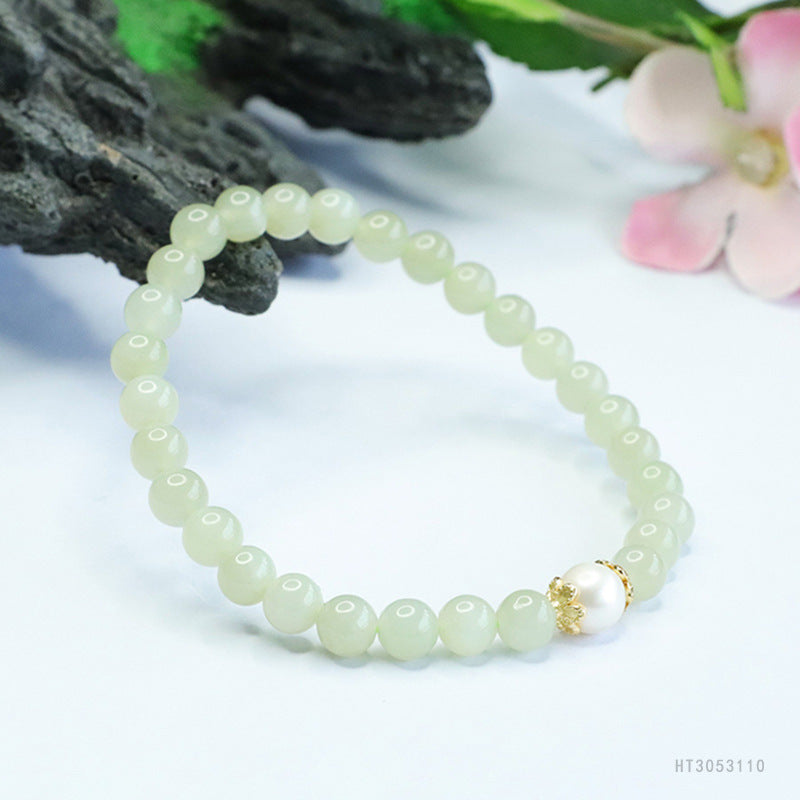 Qingshui Hetian Jade & Pearl Bracelet