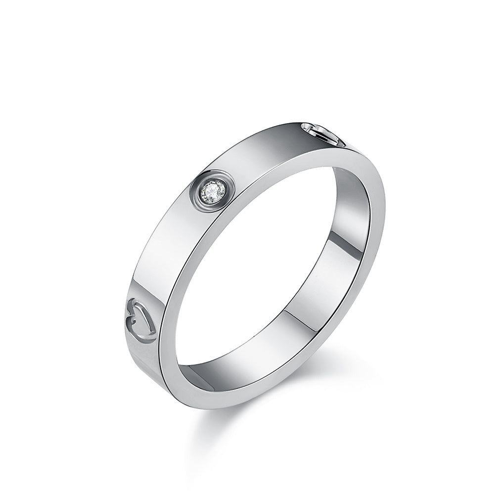 European And American Light Luxury Love Shape Zircon Ring
