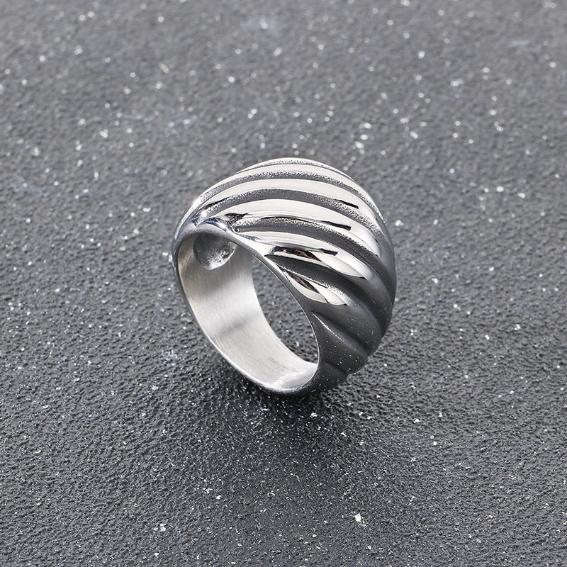 Planderful Mens Ring Twisted Stainless Steel Gold Plated