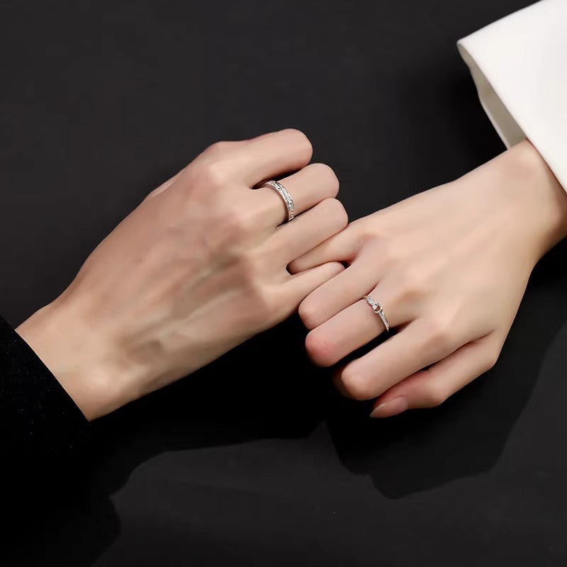 Sterling Silver Pluto And Charon Couple Ring For Women Adjustable Niche Luxury Design Festival Gift Planderful