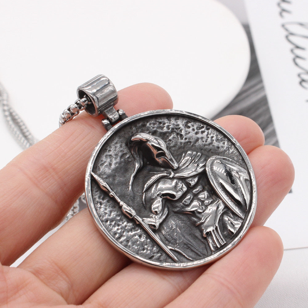 Planderful Titanium Steel Knight Pendant For Men And Women Unisex Protection Statement Jewelry