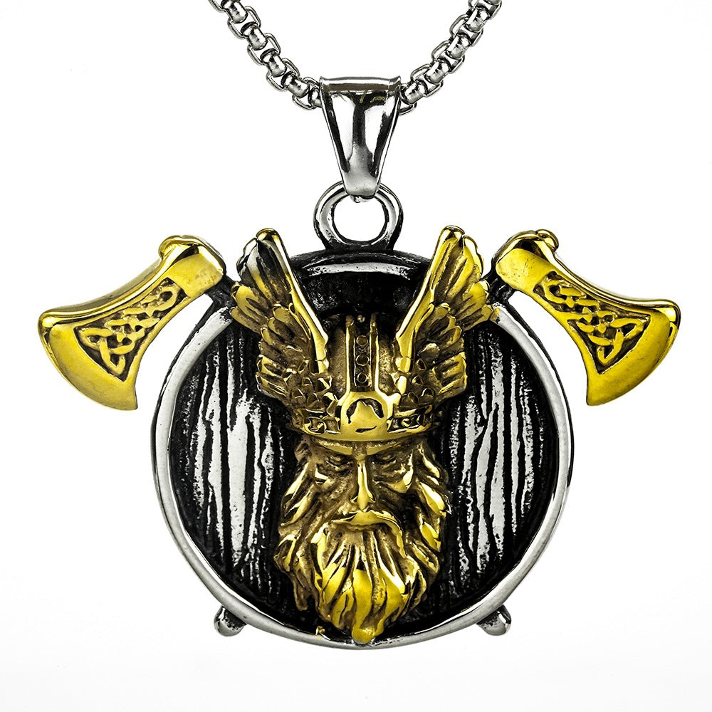 European And American Jewelry Wholesale Titanium Steel Men's Pendant Necklace Retro Viking Odin Axe