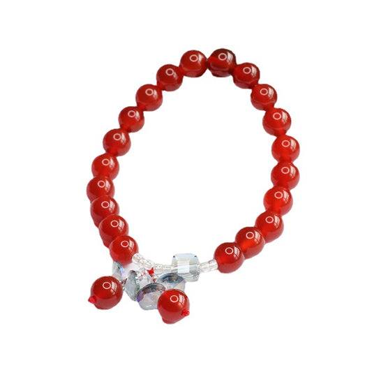 Red Agate Tassel Bracelet with Sterling Silver Strand