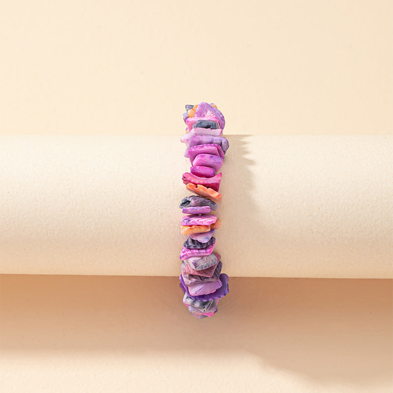 Boho Shell Charm Bracelet with Elastic Band for Summer Beach Getaways and Bohemian Vibes