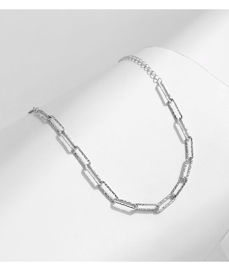 Minimalist Sterling Silver Irregular Hammered Chain Bracelet