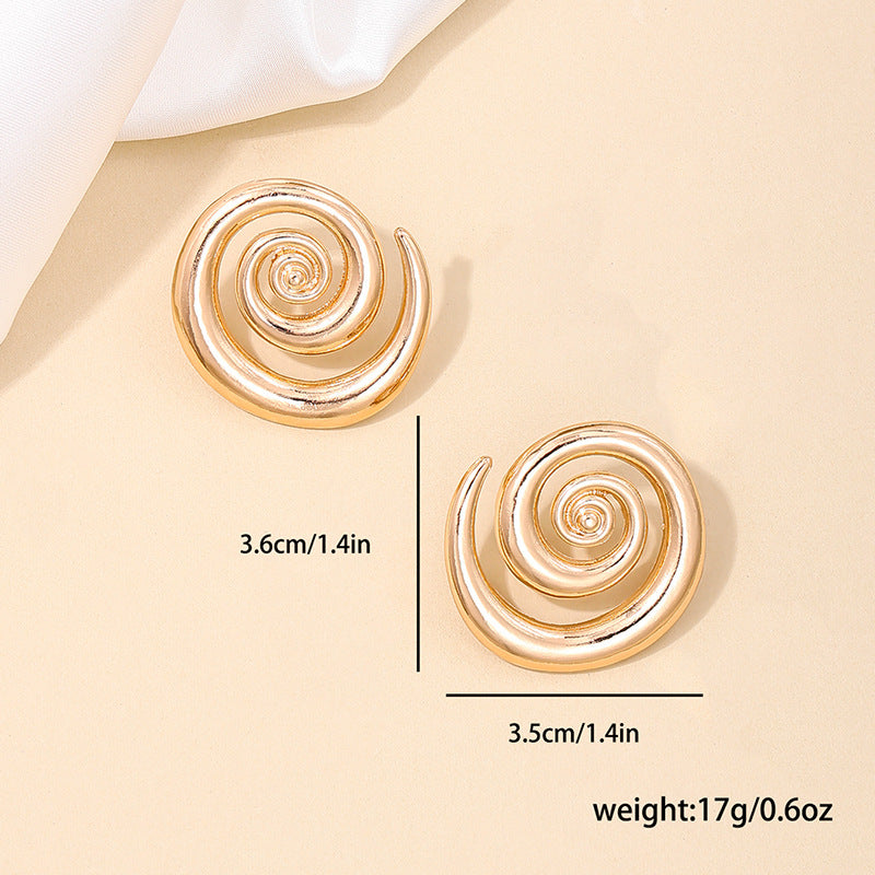 Exaggerated Hollow Swirl Stud Earrings - Vienna Verve Collection